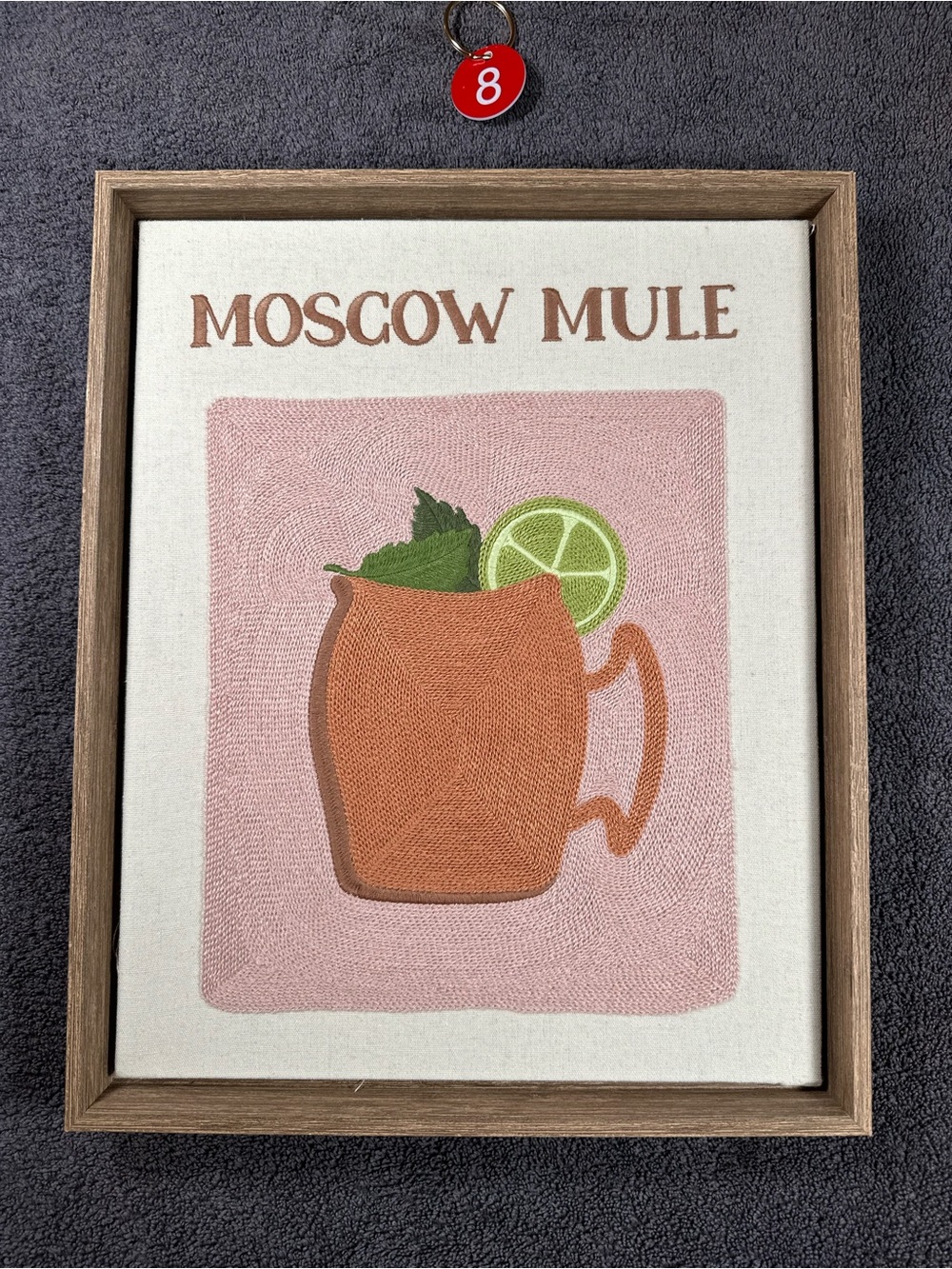 Moscow Mule Framed Fiber Wall Art Copper Mug Cocktail Bar Decor 12” x 15”